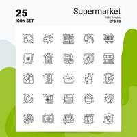 25 Supermarket Icon Set 100 Editable EPS 10 Files Business Logo Concept Ideas Line icon design vector