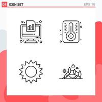 colección de 4 iconos vectoriales en estilo de línea símbolos de esquema modernos para web y signo de icono de línea móvil aislado en fondo blanco 4 iconos vector