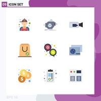 Modern Set of 9 Flat Colors Pictograph of answer package performance e check Editable Vector Design Elements