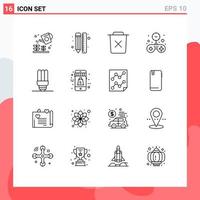 Modern Set of 16 Outlines and symbols such as time game design free remove Editable Vector Design Elements