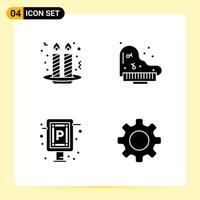 4 Creative Icons for Modern website design and responsive mobile apps 4 Glyph Symbols Signs on White Background 4 Icon Pack vector