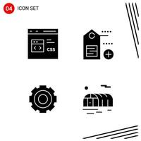 colección de 4 iconos vectoriales en estilo sólido símbolos de glifo perfecto de píxeles para web y signos de iconos sólidos móviles sobre fondo blanco 4 iconos vector