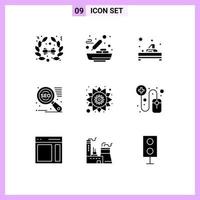 9 User Interface Solid Glyph Pack of modern Signs and Symbols of online pattern spa india seo Editable Vector Design Elements