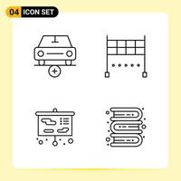 4 Creative Icons for Modern website design and responsive mobile apps 4 Outline Symbols Signs on White Background 4 Icon Pack vector