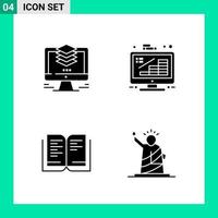 Pack of 4 Solid Style Icon Set Glyph Symbols for print Creative Signs Isolated on White Background 4 Icon Set vector