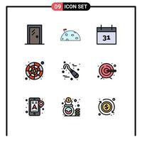 Set of 9 Modern UI Icons Symbols Signs for sample color palette flag color catalog event Editable Vector Design Elements