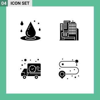 Set of 4 Vector Solid Glyphs on Grid for drop shipping spa building truck Editable Vector Design Elements