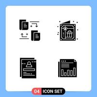 4 Solid Black Icon Pack Glyph Symbols for Mobile Apps isolated on white background 4 Icons Set vector