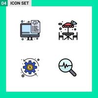 Mobile Interface Filledline Flat Color Set of 4 Pictograms of coding wealth files park info graphics Editable Vector Design Elements