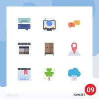 Pictogram Set of 9 Simple Flat Colors of closet website bubble text interface Editable Vector Design Elements