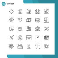 Group of 25 Lines Signs and Symbols for summer holiday business interior mirror Editable Vector Design Elements