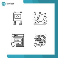 Vector Pack of 4 Outline Symbols Line Style Icon Set on White Background for Web and Mobile