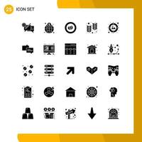 25 Thematic Vector Solid Glyphs and Editable Symbols of focus india finance holi wreath Editable Vector Design Elements