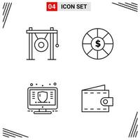 4 Icons Line Style Grid Based Creative Outline Symbols for Website Design Simple Line Icon Signs Isolated on White Background 4 Icon Set vector