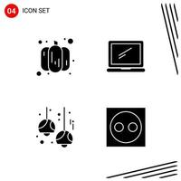 Collection of 4 Vector Icons in solid style Pixle Perfect Glyph Symbols for Web and Mobile Solid Icon Signs on White Background 4 Icons