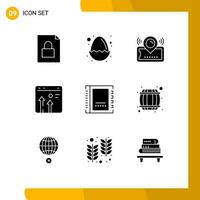 Pack of 9 creative Solid Glyphs of address economy pin business arrow Editable Vector Design Elements