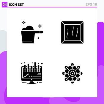 Set of 4 icons in solid style Creative Glyph Symbols for Website Design and Mobile Apps Simple Solid Icon Sign Isolated on White Background 4 Icons vector