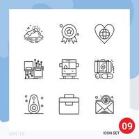 9 Thematic Vector Outlines and Editable Symbols of lane fiber badge digital heart Editable Vector Design Elements