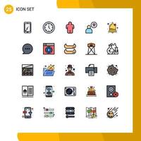 conjunto de 25 iconos modernos de la interfaz de usuario símbolos signos para el tiempo de alarma de sonido corazón hombre elementos de diseño vectorial editables vector