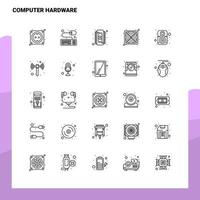 conjunto de iconos de línea de hardware de computadora conjunto 25 iconos diseño de estilo minimalista vectorial conjunto de iconos negros paquete de pictogramas lineales vector