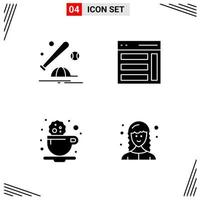 4 Icons Solid Style Grid Based Creative Glyph Symbols for Website Design Simple Solid Icon Signs Isolated on White Background 4 Icon Set vector