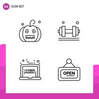 Outline Icon set Pack of 4 Line Icons isolated on White Background for responsive Website Design Print and Mobile Applications vector