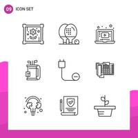 Outline Icon set Pack of 9 Line Icons isolated on White Background for responsive Website Design Print and Mobile Applications vector