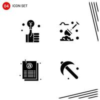 Collection of 4 Vector Icons in solid style Pixle Perfect Glyph Symbols for Web and Mobile Solid Icon Signs on White Background 4 Icons