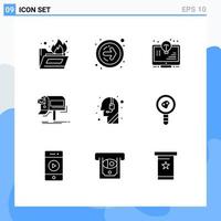 9 Creative Icons Modern Signs and Symbols of call mail light newsletter email Editable Vector Design Elements