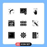 9 Thematic Vector Solid Glyphs and Editable Symbols of drug memory gestures computer page Editable Vector Design Elements