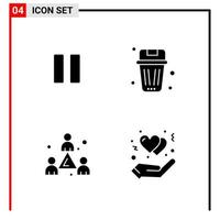 4 General Icons for website design print and mobile apps 4 Glyph Symbols Signs Isolated on White Background 4 Icon Pack vector