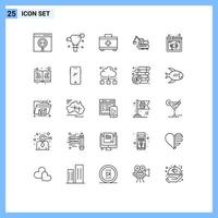 Group of 25 Modern Lines Set for sound browser bag truck construction Editable Vector Design Elements