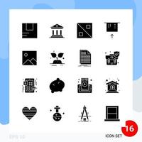 Modern Pack of 16 Icons Solid Glyph Symbols isolated on White Backgound for Website designing vector