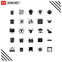 Group of 25 Solid Glyphs Signs and Symbols for information data ecommerce solution light bulb Editable Vector Design Elements