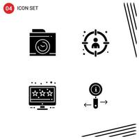 Modern Set of 4 Solid Glyphs and symbols such as camera online shop choose select info Editable Vector Design Elements