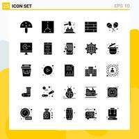 Collection of 25 Universal Solid Icons Icon Set for Web and Mobile vector