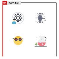 4 Thematic Vector Flat Icons and Editable Symbols of coding emoji process research cute Editable Vector Design Elements