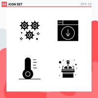 Collection of 4 Vector Icons in solid style Modern Glyph Symbols for Web and Mobile Solid Icon Sign Isolated on White Background 4 Icons