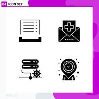 Solid Icon set Pack of 4 Glyph Icons isolated on White Background for Web Print and Mobile vector