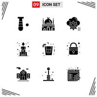 9 Icons Solid Style Grid Based Creative Glyph Symbols for Website Design Simple Solid Icon Signs Isolated on White Background 9 Icon Set vector