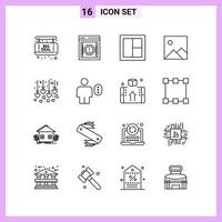 16 Icons in Line Style Outline Symbols on White Background Creative Vector Signs for Web mobile and Print