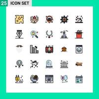 conjunto de 25 iconos modernos de la interfaz de usuario signos de símbolos para la ubicación del micrófono de recepción proceso de matrimonio elementos de diseño vectorial editables vector