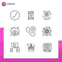 Outline Icon set Pack of 9 Line Icons isolated on White Background for responsive Website Design Print and Mobile Applications vector