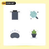 Editable Vector Line Pack of 4 Simple Flat Icons of delete clutches user food home Editable Vector Design Elements