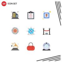 Set of 9 Modern UI Icons Symbols Signs for network global religious business finance Editable Vector Design Elements