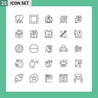 Universal Icon Symbols Group of 25 Modern Lines of cross celebration business care heart spanner Editable Vector Design Elements