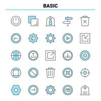 25 Basic Black and Blue icon Set Creative Icon Design and logo template vector