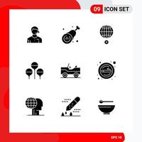 Modern Set of 9 Solid Glyphs and symbols such as holiday bloon leg croos globe Editable Vector Design Elements