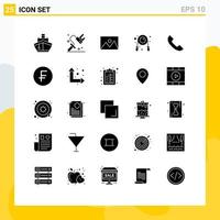 Modern Set of 25 Solid Glyphs and symbols such as gym fitness tool exercise house Editable Vector Design Elements