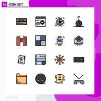 Pictogram Set of 16 Simple Flat Color Filled Lines of construction buildings programming transport circus Editable Creative Vector Design Elements